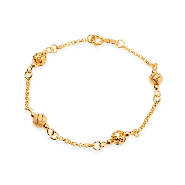 Pulseira Elo Português com Esferas(PL 5012)
