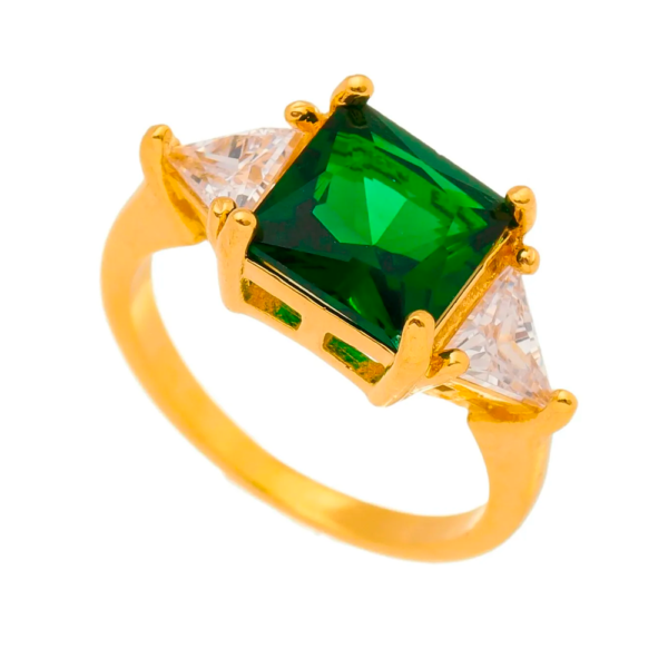 Anel Zircônia Grande Verde Esmeralda (AN 2061)