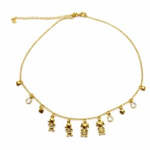 Choker 4 Filhos com Corações e Pontos de Luz (GA 2734)