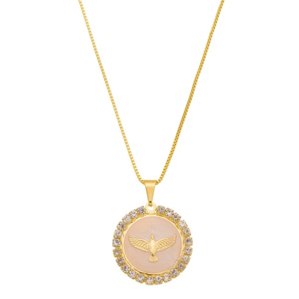 Colar Gargantilha Espírito Santo Madrepérola com Strass em Volta (GA 1878)