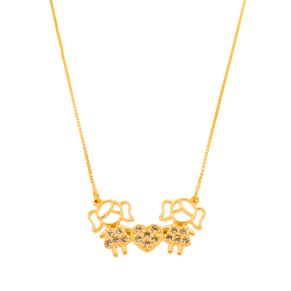 Colar Gargantilha 2 Filhas Menina Cravejada com Zircônia (GA 2727)