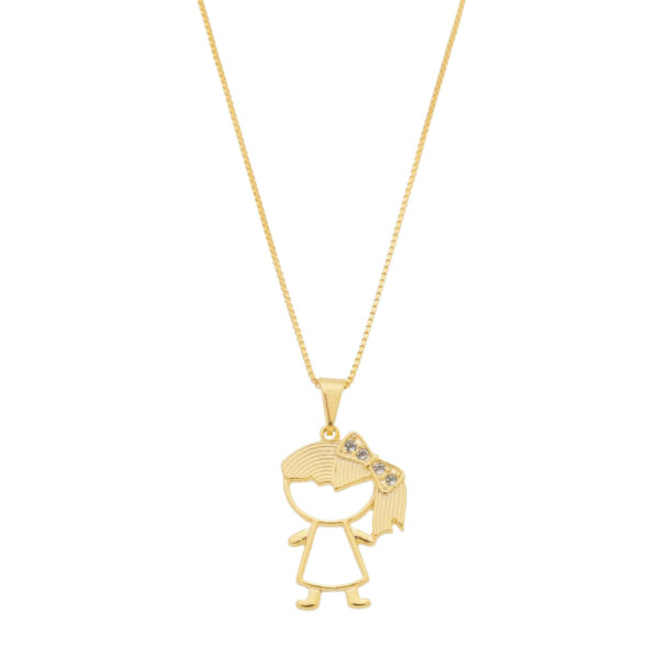 Colar Gargantilha com Pingente Grande de Filha Menina (GA 3116)