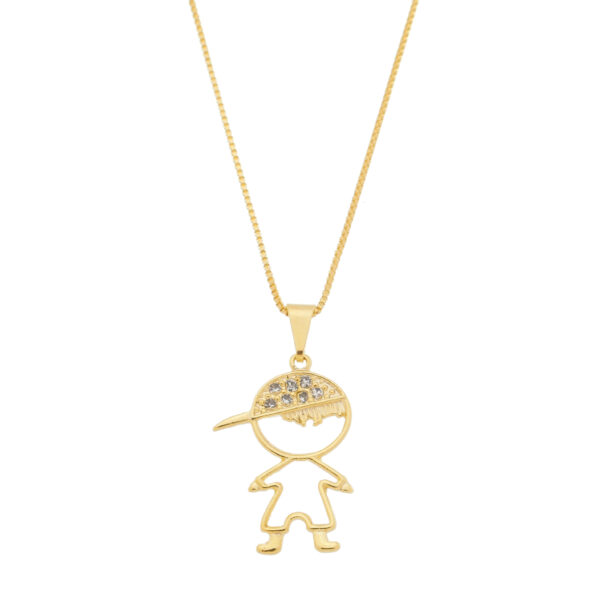 Colar Gargantilha com Pingente Grande de Filho Menino (GA 3117)