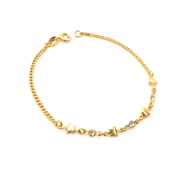 Pulseira fina com pingentes de estrela e ponto de luz(PL 5075)