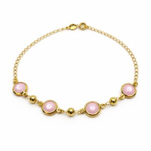 Tornozeleira com quatro pedrinhas rosa (TO 1930)