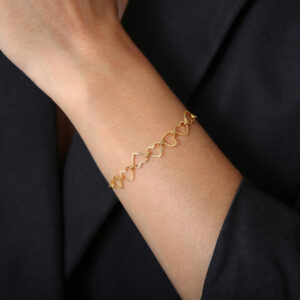 Pulseira Corações Vazados Pequeno 14 cm (PL 5283)