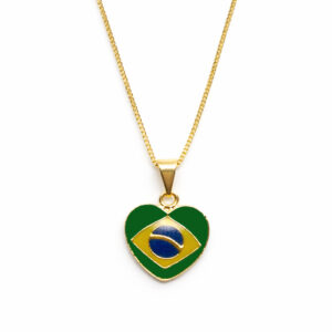 Colar Coração Bandeira Brasil (GA 3378)