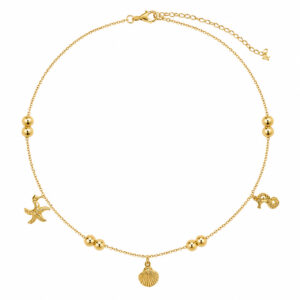 Colar Choker Estrela do Mar , Concha e Bolinhas (GA 2606)