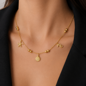 Colar Choker Estrela do Mar , Concha e Bolinhas (GA 2606)