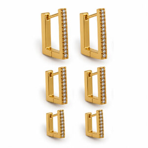 Trio de Brincos Quadrados com Zircônias (BR 2213)