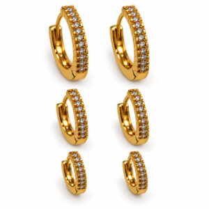 Trio de Brincos Argolinha com Zircônias (BR 2859)