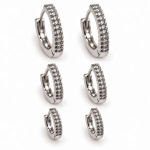 Trio de Brincos Argolinha com Zircônias (BR 2859)