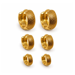 Trio de Brincos Argolinha com Detalhes Bolinhas (BR 2872)