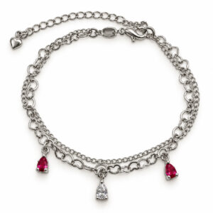 Pulseira Corrente e Coração com Três Gotas (PLC 005)